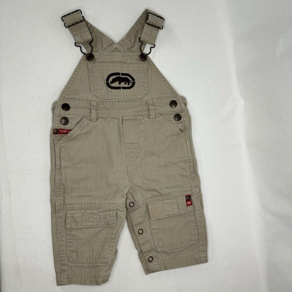Ecko Unltd Baby Overalls Logo One Piece 6-9 M Months Boys Unisex Tan Overalls